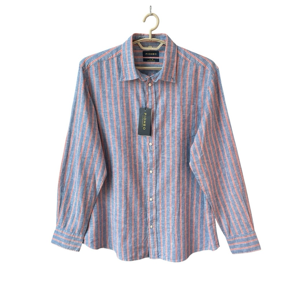 Piombo Men's‎ Linen Blend Button Down NWT